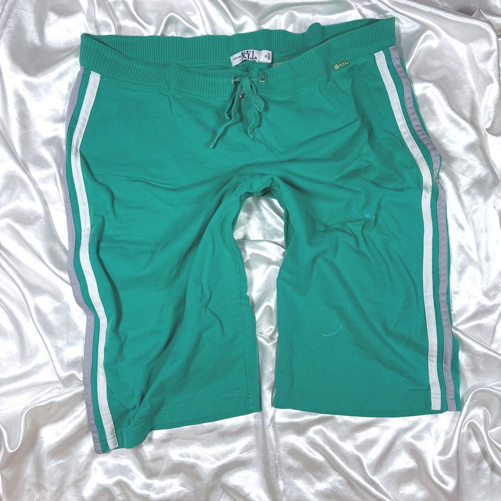 y2k New York Laundry N.Y.L. Shorts Green Good Side Stripe Drawstring XL